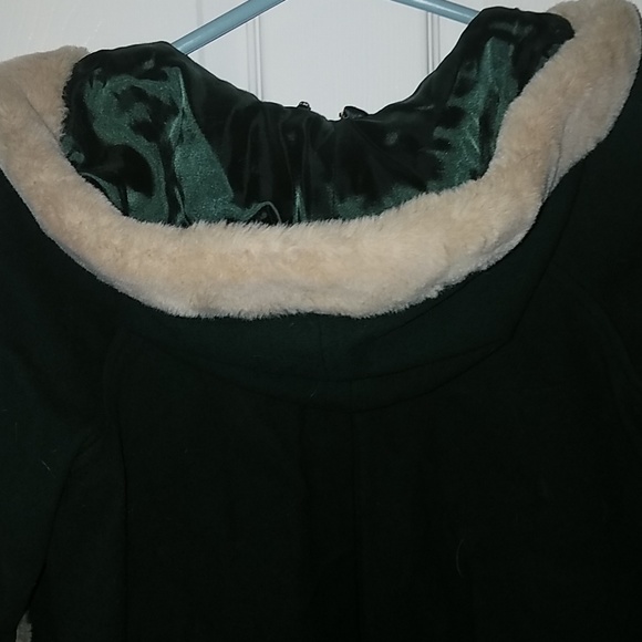 Cashmere fur trim coat with hood - Picture 5 of 5